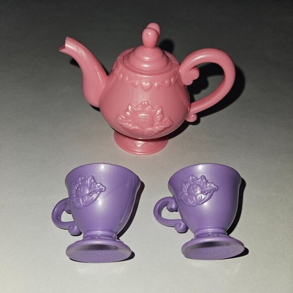 Cabbage Patch Pink Teapot 2 Purple Teacups Cups Lot 2004 Toy Dishes CPK - Picture 1 of 11